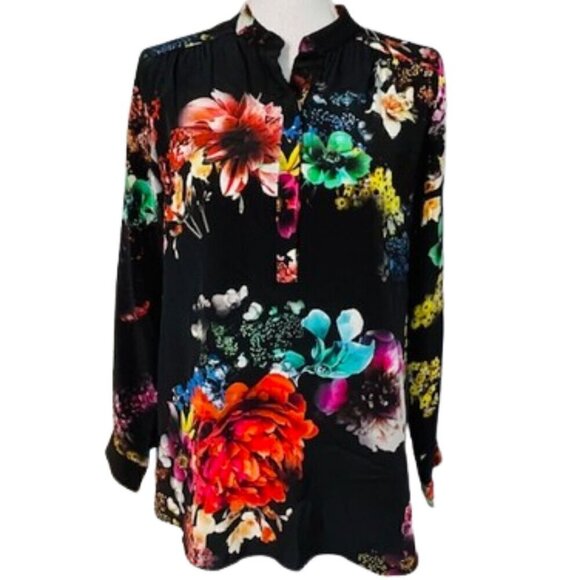 Amanda Uprichard Tops - Amanda Uprichard 100% Silk Popover Tunic Blouse Top Floral Small